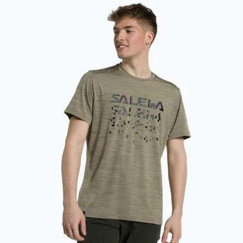 Salewa pánské trekové tričko Puez Hybrid 2 Dry hnědé 00-0000027397