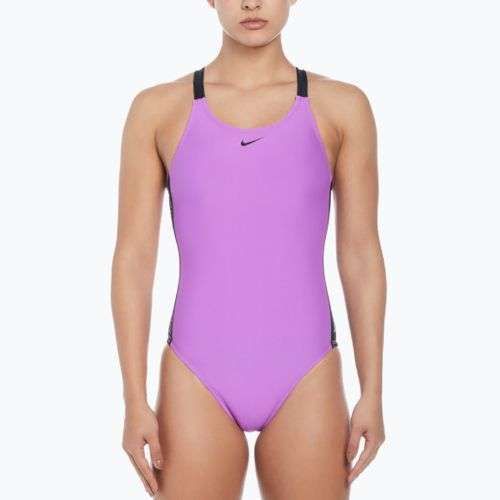 Dámské jednodílné plavky Nike Logo Tape Fastback fuchsiový sen