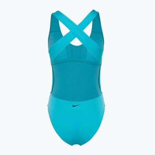 Dámské jednodílné plavky Nike Multi Logo Crossback dusty cactus