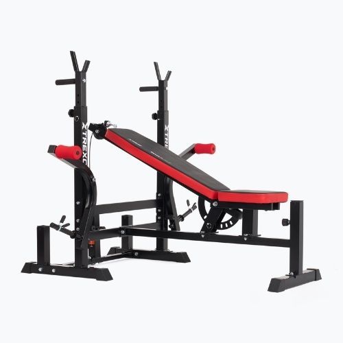 Posilovací lavice XTREXO BenchFit Max se stojanem a bicepsovým pultem black