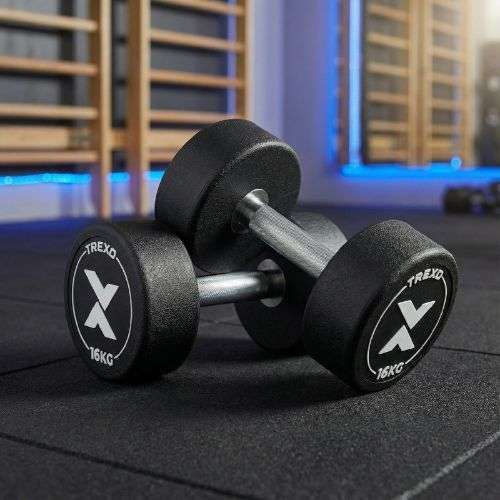Pogumovaná litinová činka XTREXO Pro 16 kg black