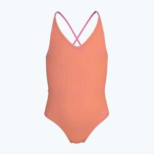 Dětské jednodílné plavky Nike Ocean Bound Ripple Texture Lace Up pink glow