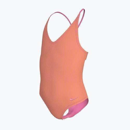 Dětské jednodílné plavky Nike Ocean Bound Ripple Texture Lace Up pink glow
