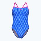 Dámské jednodílné plavky arena Monogram Challenge back blue river multi/shocking pink