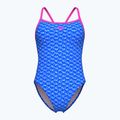 Dámské jednodílné plavky arena Monogram Challenge back blue river multi/shocking pink