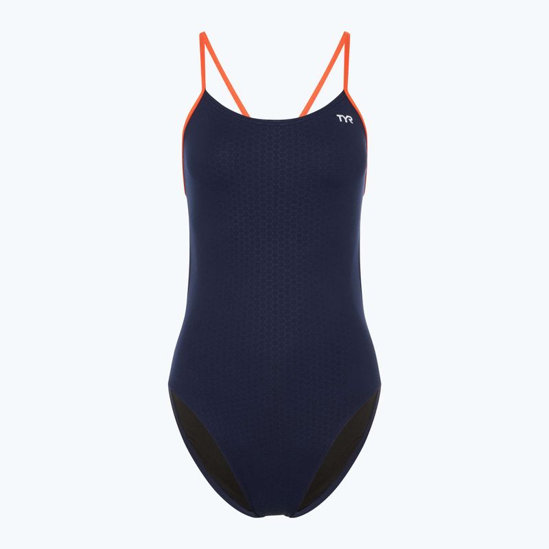 Dámské jednodílné plavky TYR Hexa Cutoutfit navy/orange