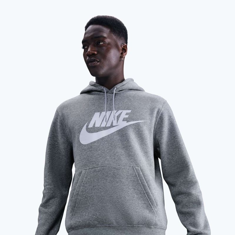 Pánská mikina Nike Club Pullover Hoodie dark grey heather/light smoke grey/white 4