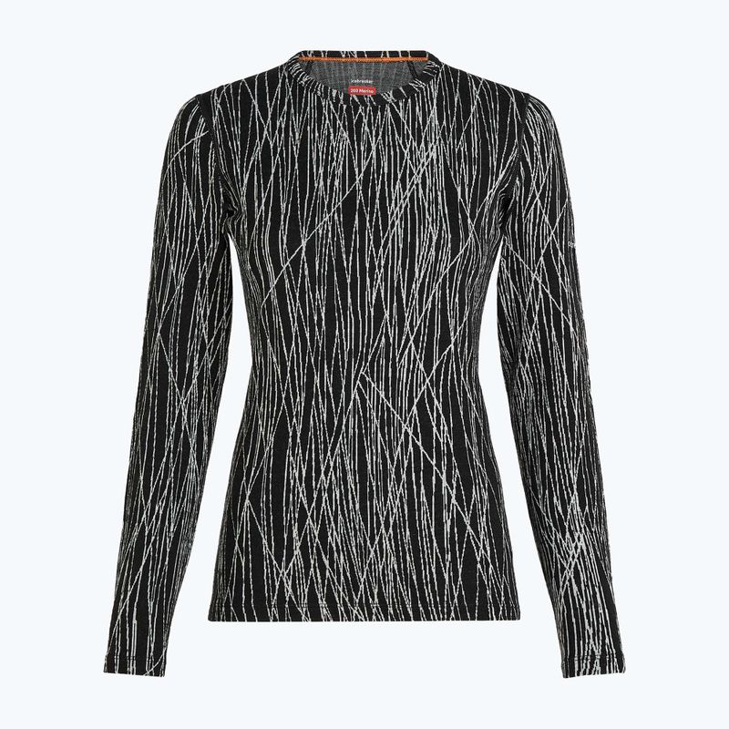 Dámské trekkingové triko Longsleeve Icebreaker Merino 260 Tech Vertex Crewe Delta Lines AOP black/snow/j 7