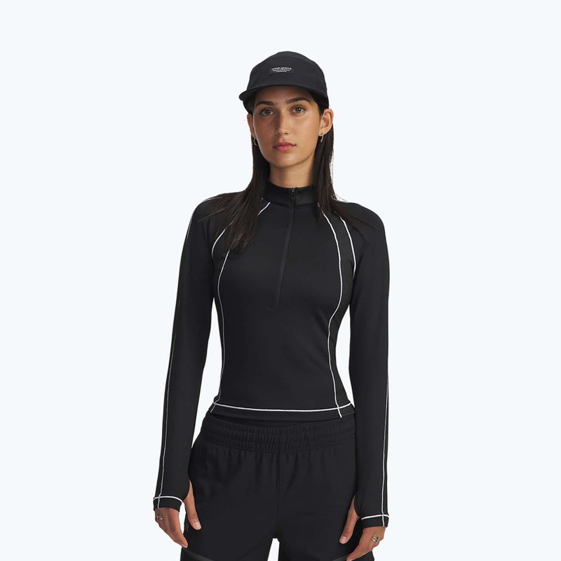 Dámský tréninkový Longsleeve Under Armour ColdGear Textured 1/2 Zip Black/White/Metallic Silver
