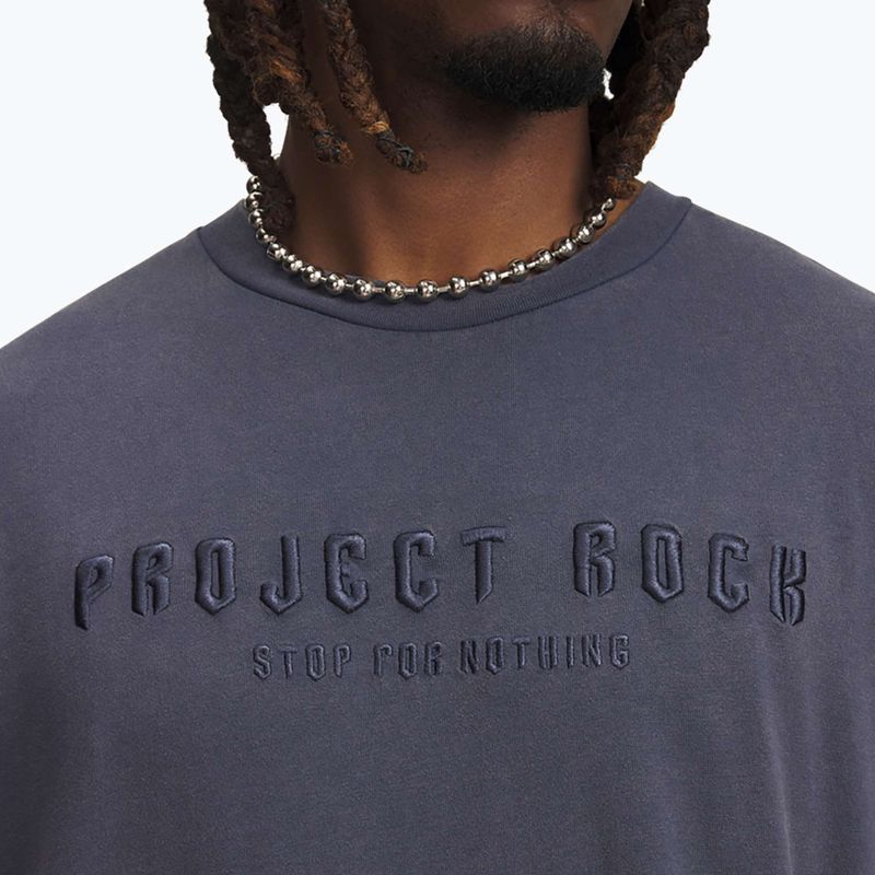 Pánské tričko na lezení Under Armour Project Rock Q3 ST Graphic downpour gray/white 3