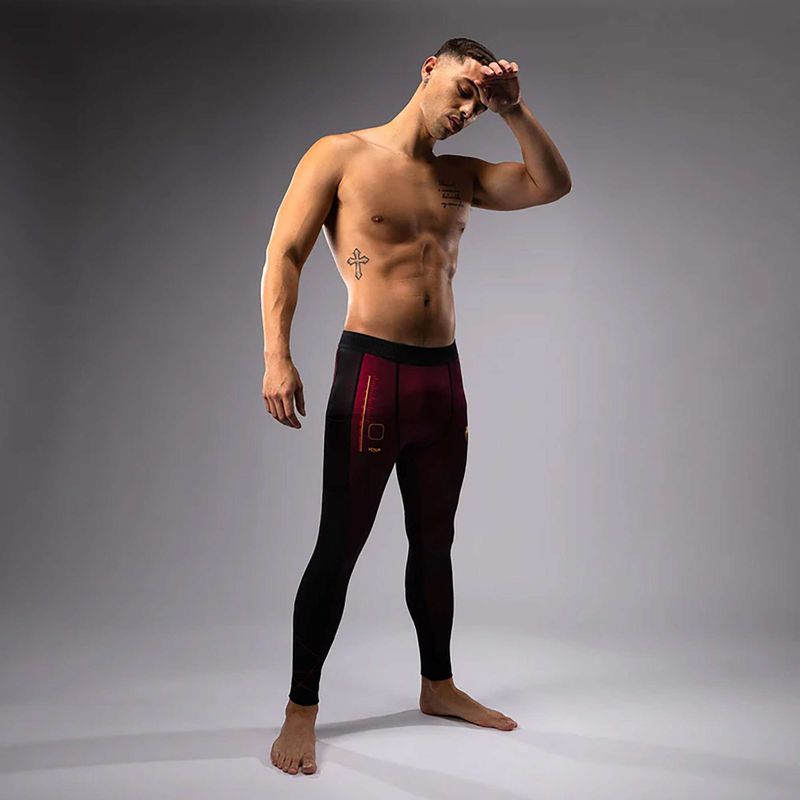 Pánské tréninkové legíny Venum Tactical XT Spats black/burgundy/gold 2