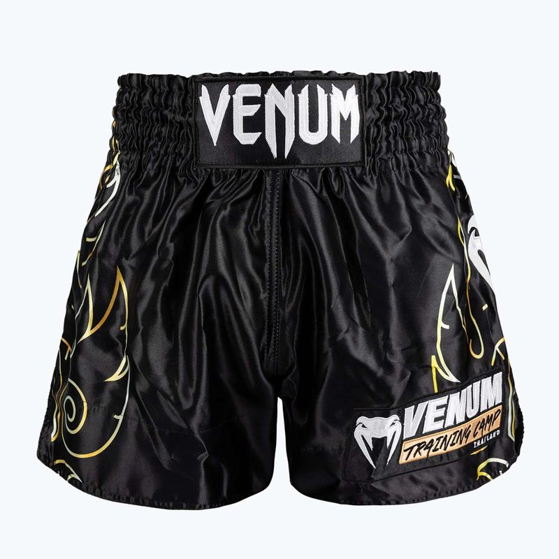 Pánské tréninkové šortky Venum VTC Flames Muay Thai black/gold
