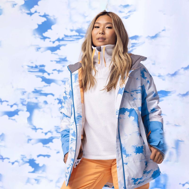 Dámská snowboardová bunda ROXY Chloe Kim azure blue clouds 13