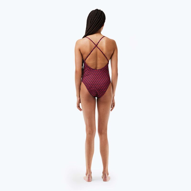 Lacoste dámské jednodílné plavky MF7264 penumbra / alizarin / red 4