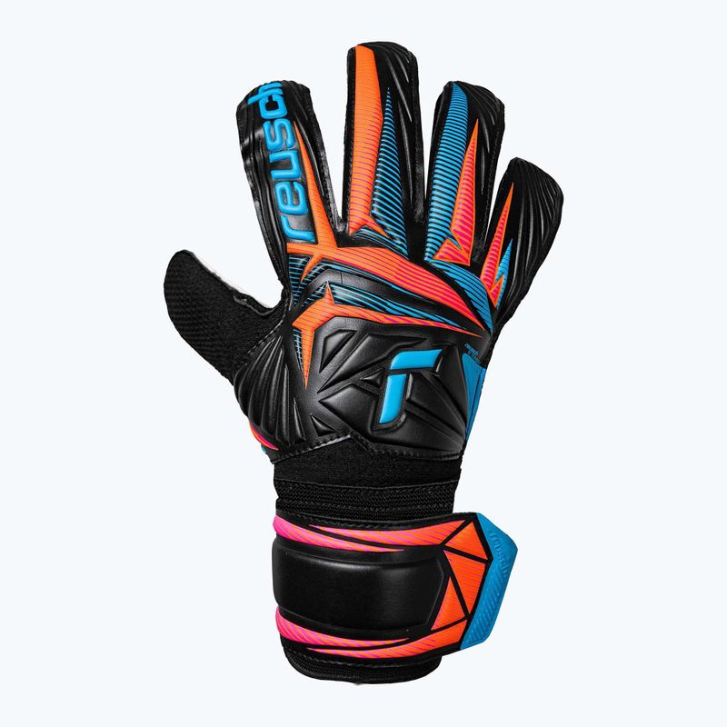 Brankářské rukavice Reusch Attrakt Solid black/aqua blue/shocking orange 2
