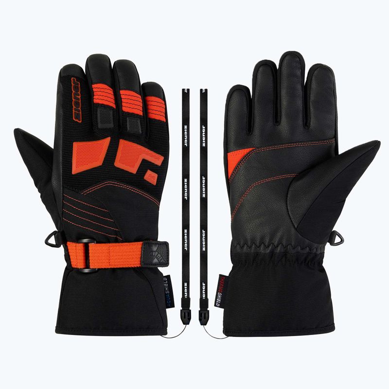 Dětské lyžařské rukavice ZIENER Lukian-Z black/orange red