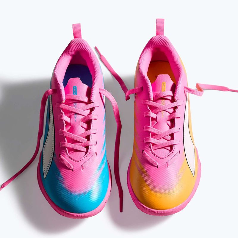 Dětské kopačky PUMA Ultra 6 Play It Jr poison pink/puma wht/sun stream/bright aqua/puma blk 12