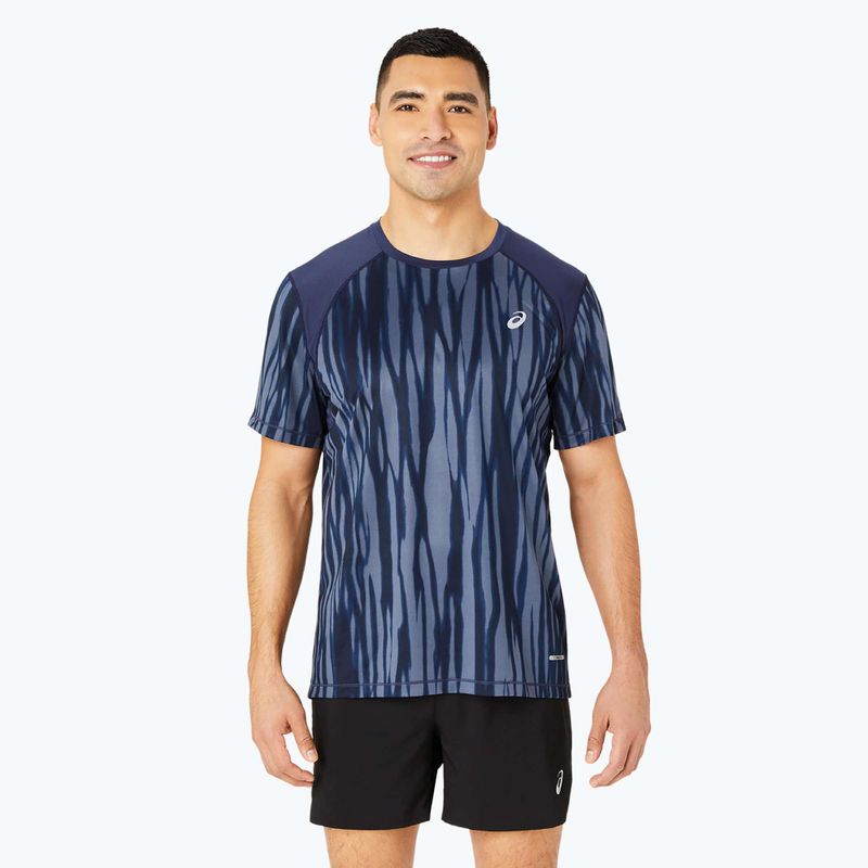 Pánské běžecké tričko ASICS Road All Over Print Top blue expanse/midnight