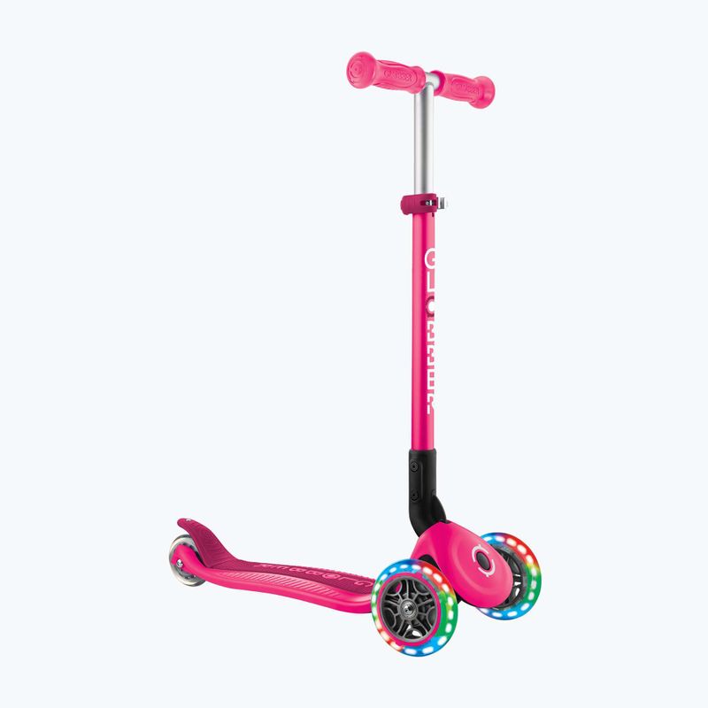 Dětská tříkolová koloběžka Globber Primo Foldable Lights fuchsia