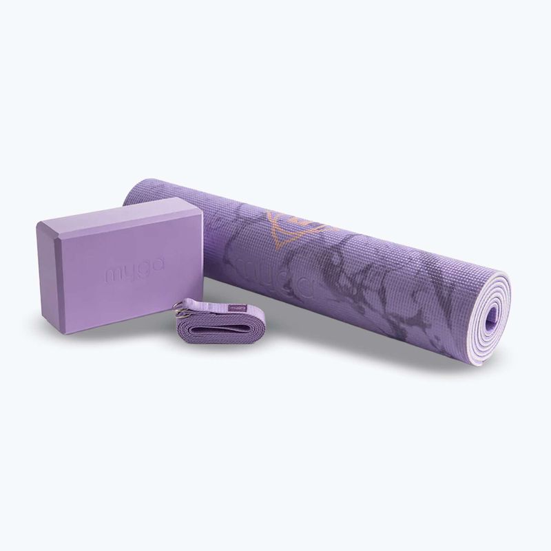 Sada na jógu Myga Chakra Yoga Set mat + block + purple strap 2