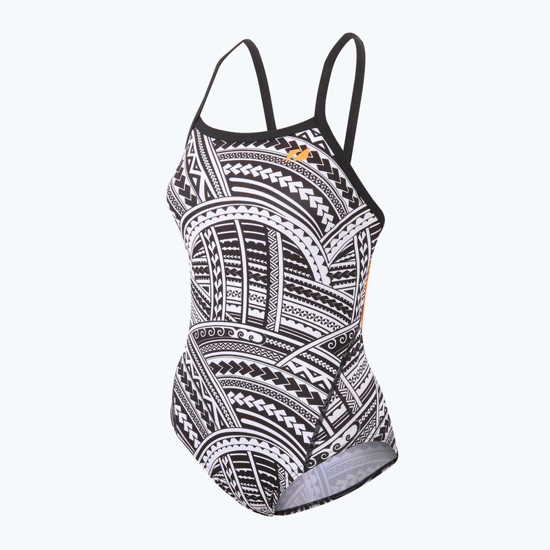 Dámské jednodílné plavky  ZONE3 Kona Speed Strap Back tribal print/black/ white/orange 4