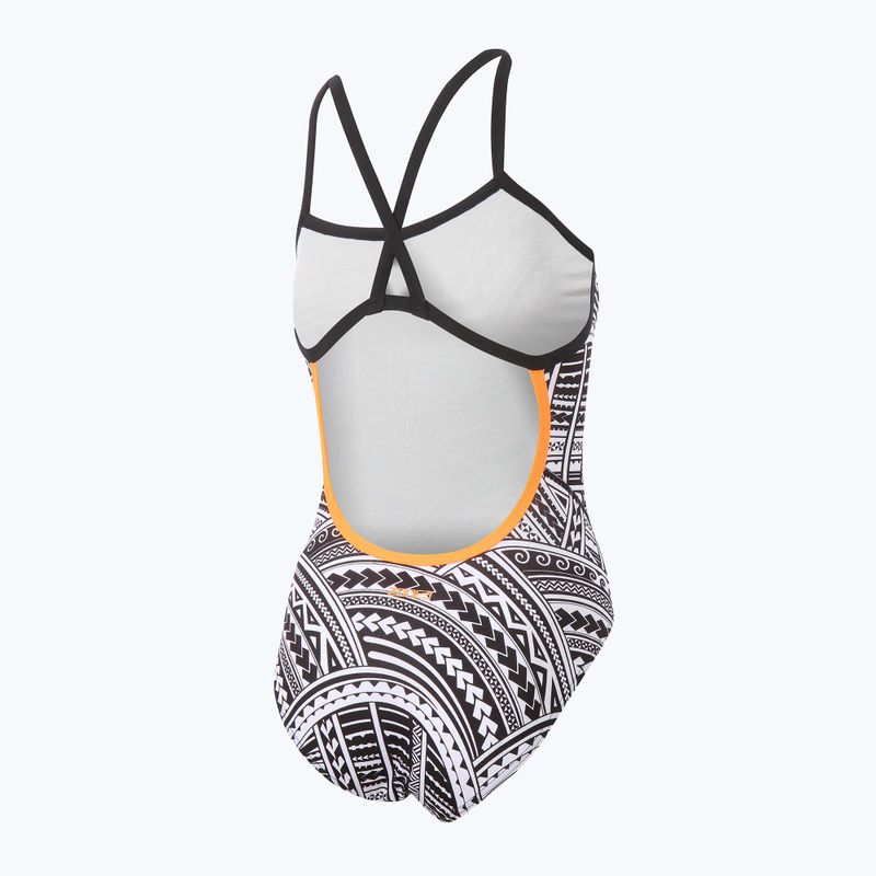 Dámské jednodílné plavky  ZONE3 Kona Speed Strap Back tribal print/black/ white/orange 5