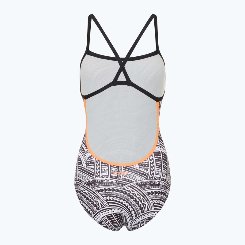 Dámské jednodílné plavky  ZONE3 Kona Speed Strap Back tribal print/black/ white/orange 2