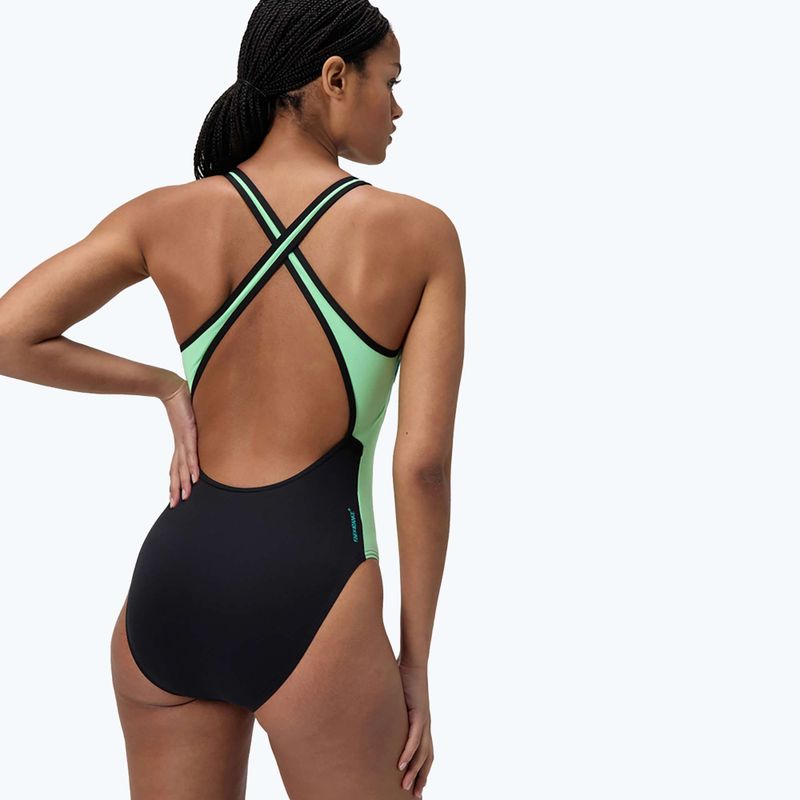 Dámské jednodílné plavky Speedo High Neck Splice Cross Back turquoise gem 3