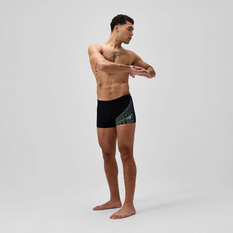 Pánské plavecké boxerky Speedo Medley Logo Aquashort black/alfalfa green 2