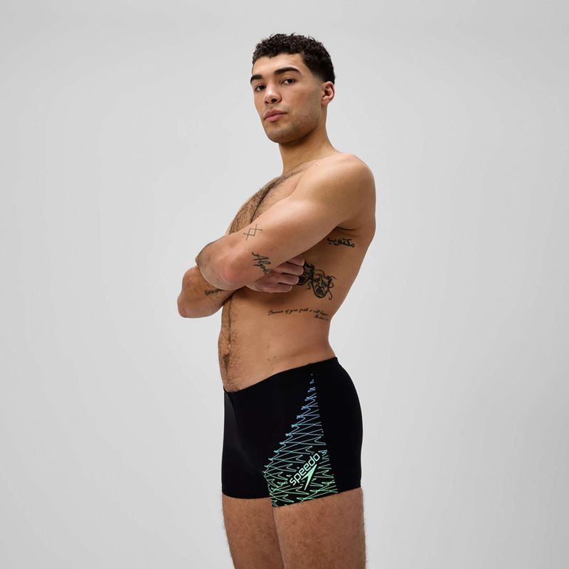 Pánské plavecké boxerky Speedo Medley Logo Aquashort black/alfalfa green 4