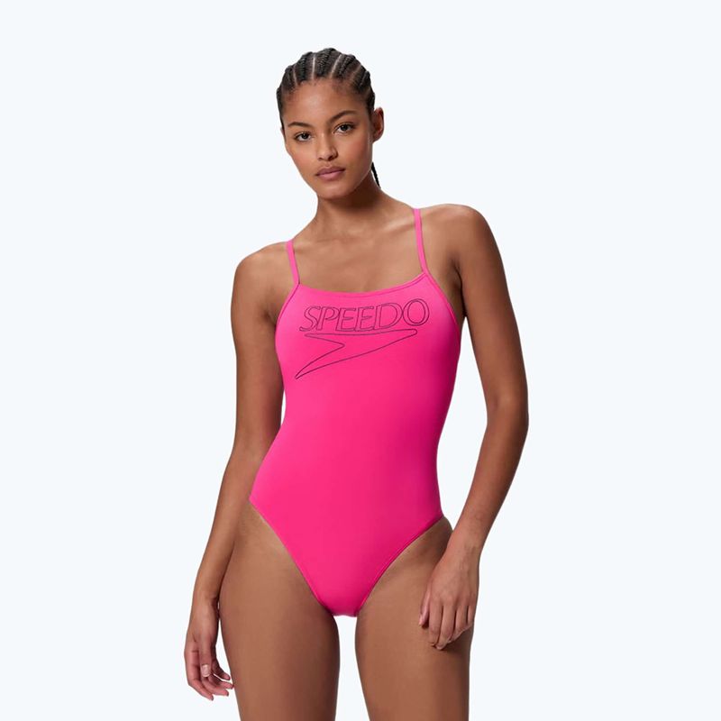 Dámské jednodílné plavky Speedo Endurance+ Logo Thin Strap margarita pink