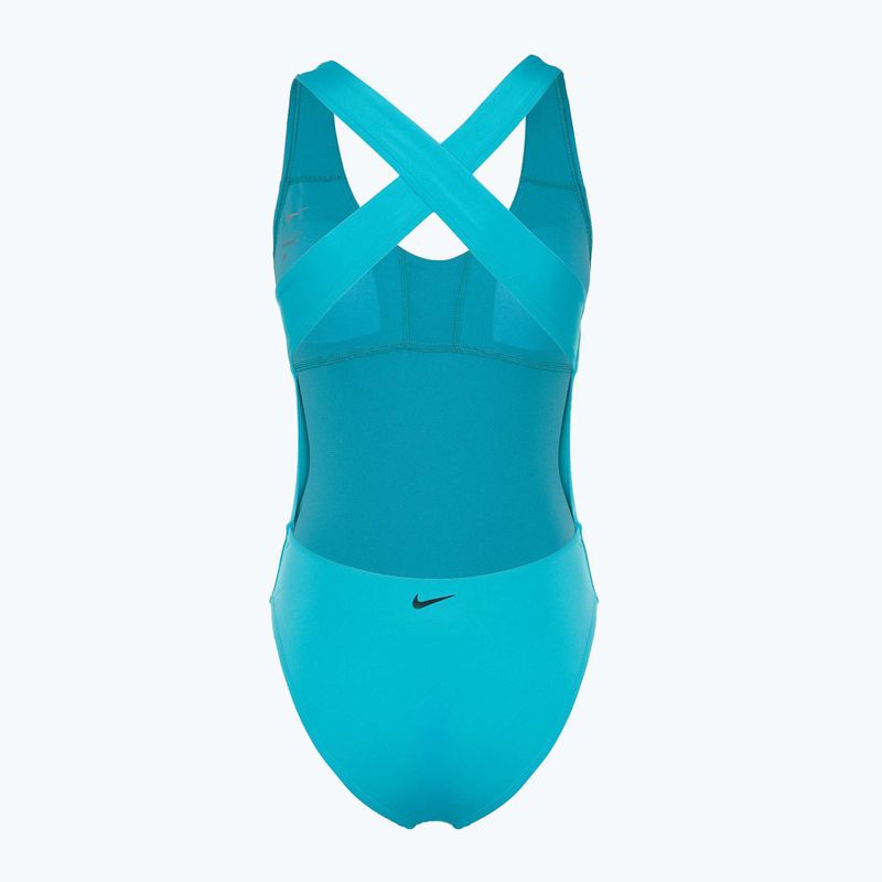 Dámské jednodílné plavky Nike Multi Logo Crossback dusty cactus 2