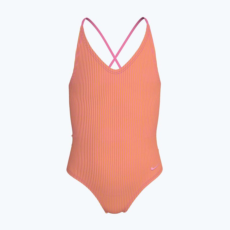Dětské jednodílné plavky Nike Ocean Bound Ripple Texture Lace Up pink glow