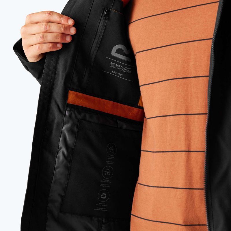 Pánská nepromokavá bunda Regatta Balaton black/pumpkin spice 9