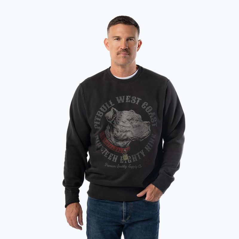 Pánská mikina Pitbull Strenght & Respect Crewneck washed dark graphite