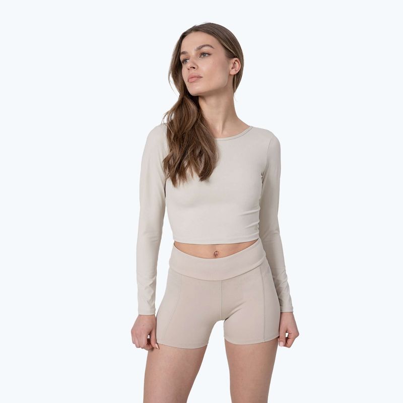 Dámský top na jógu 4F H4Z22-TSDL019 beige