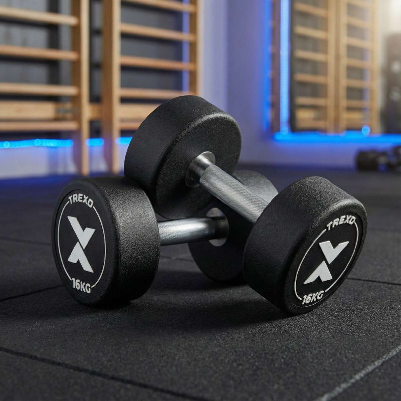 Pogumovaná litinová činka XTREXO Pro 16 kg black 3