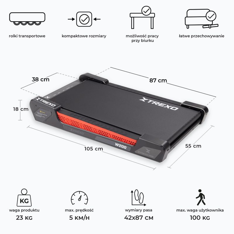 Běžecký pás elektrický XTREXO Walking Pad W200 černý 3