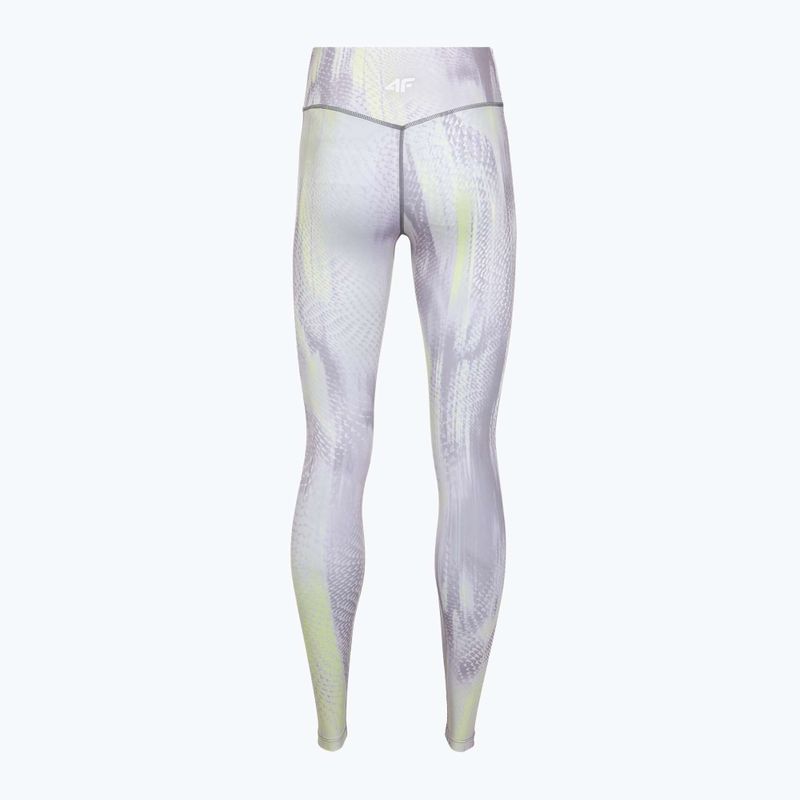Dámské tréninkové legíny 4F Solar Punk FNK F454 light yellow allover 8