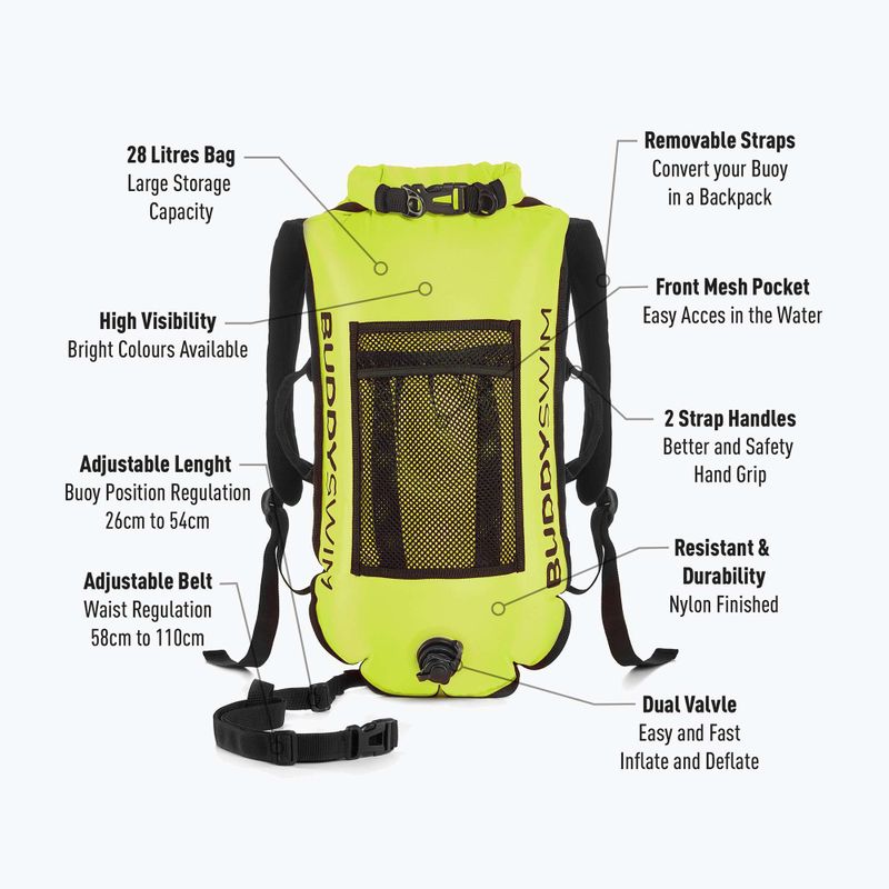 Záchranná bójka BuddySwim Backpack 28 l yellow 2