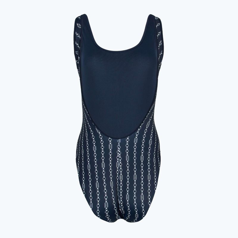 Dámské jednodílné plavky Tommy Hilfiger One Piece Print (Ext) flag chain dark night navy 2