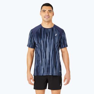 Pánské běžecké tričko ASICS Road All Over Print Top blue expanse/midnight