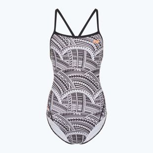 Dámské jednodílné plavky ZONE3 Kona Speed Strap Back tribal print/black/ white/orange
