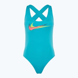 Dámské jednodílné plavky Nike Multi Logo Crossback dusty cactus