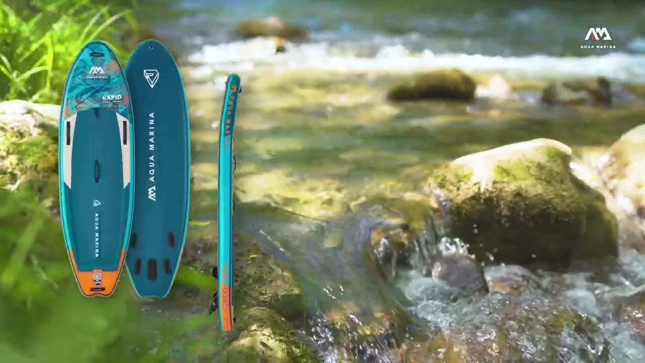 Prkno SUP Aqua Marina Rapid - iSUP na bílou vodu, 2,89 m/15 cm, s říčním vodítkem modré BT-22RP
